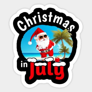 cute summer Christmas In July Santa tee Sticker